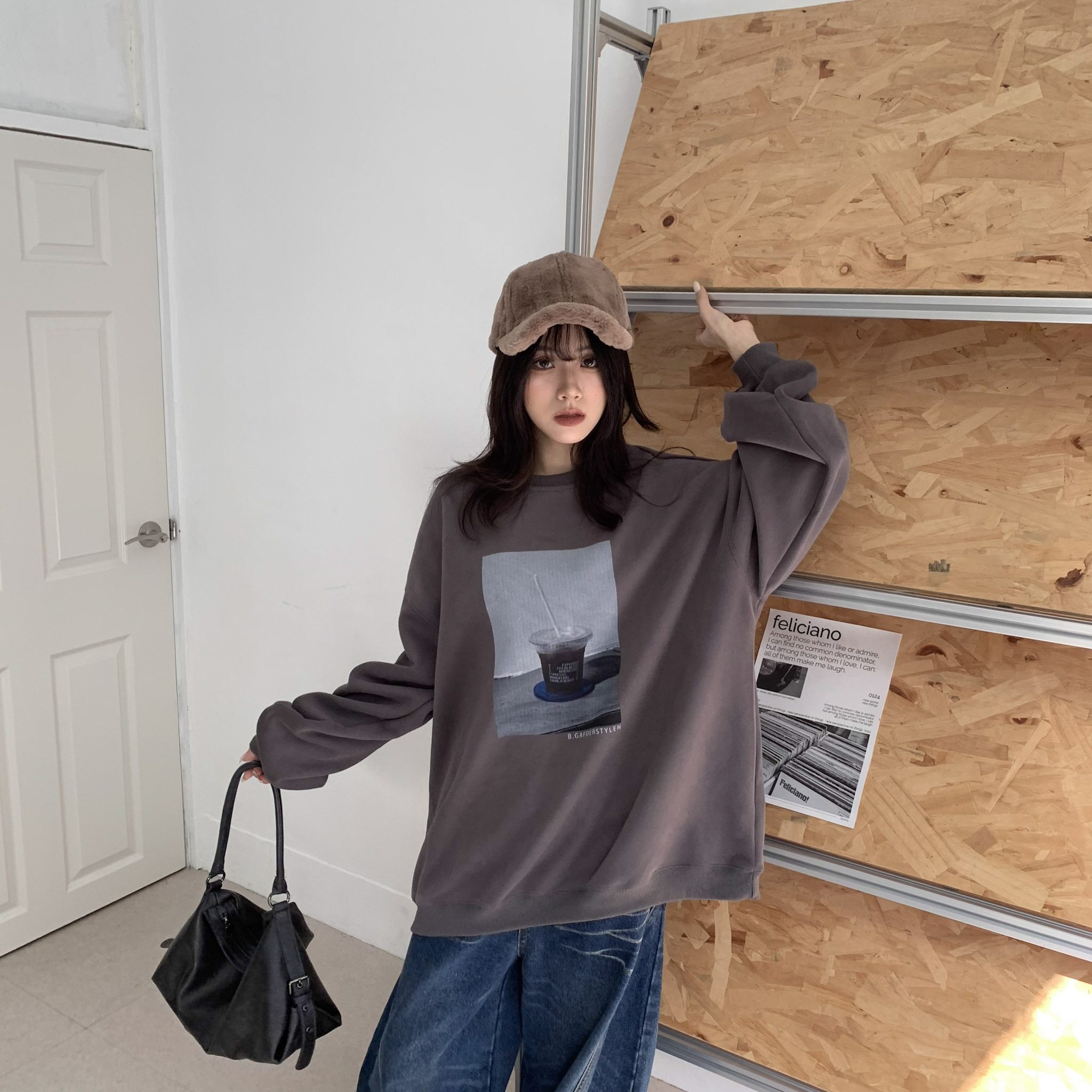 ISA_零修圖小臉 超出片保暖毛絨絨棒球帽_51215