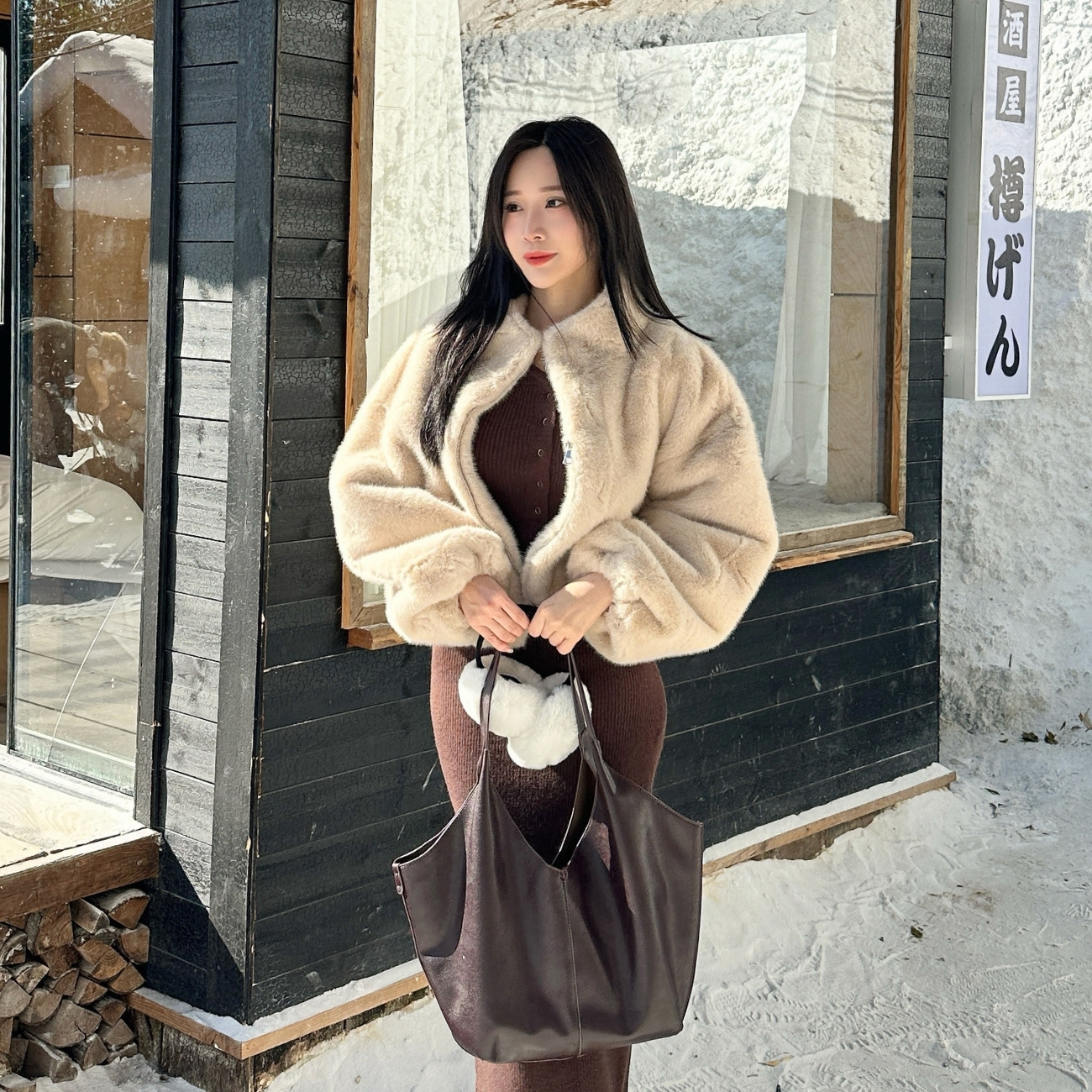 【一披就貴】DOMISS水貂毛短版外套 水貂毛外套 大衣保暖外套-4色(現+預)