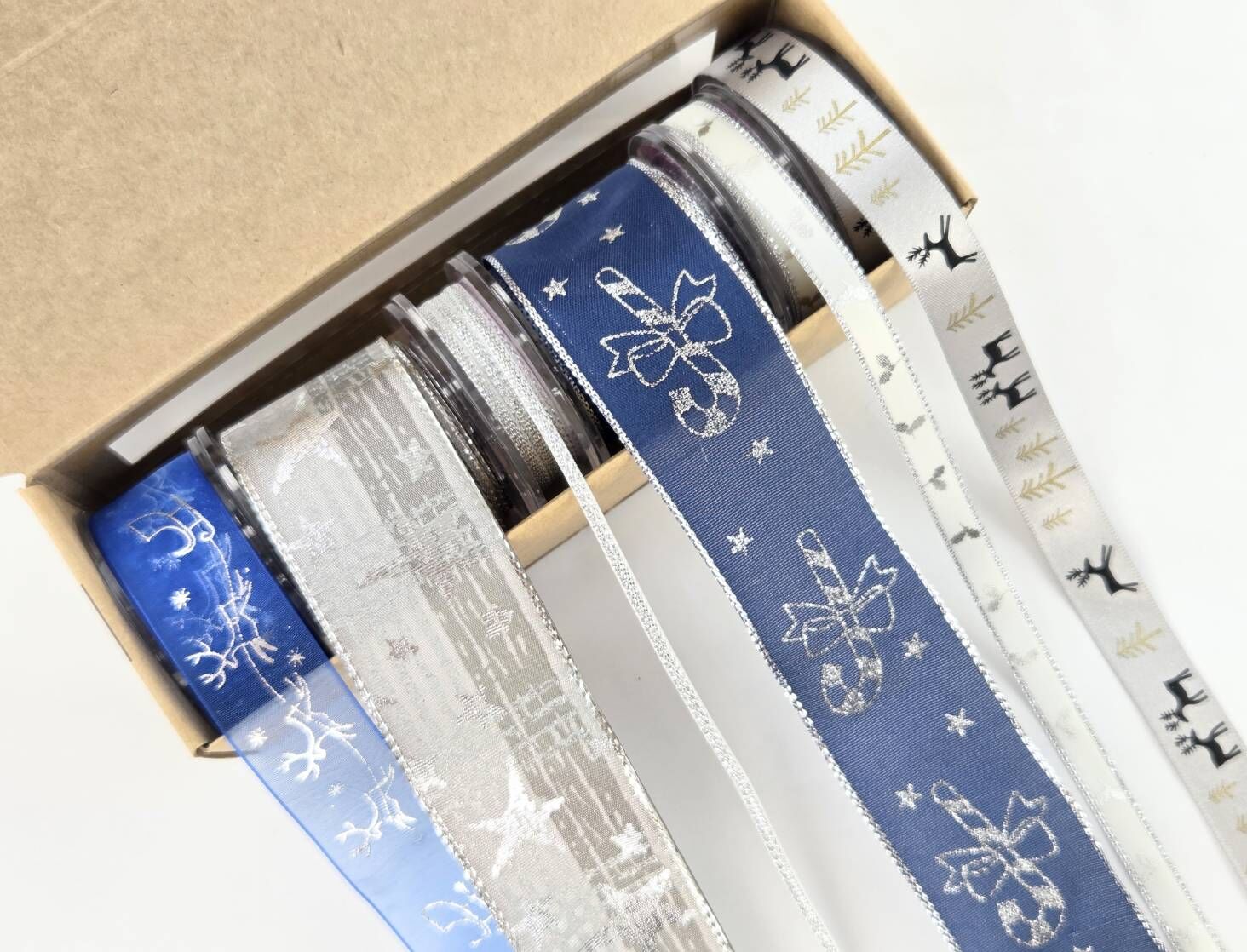 聖誕經典緞帶禮盒/6入/藍銀