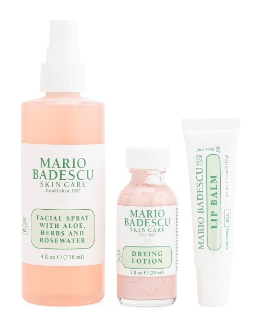 【預購】Q121510 MARIO BADESCU 3件玫瑰精華臉部噴霧、祛痘乳液和潤唇膏套裝