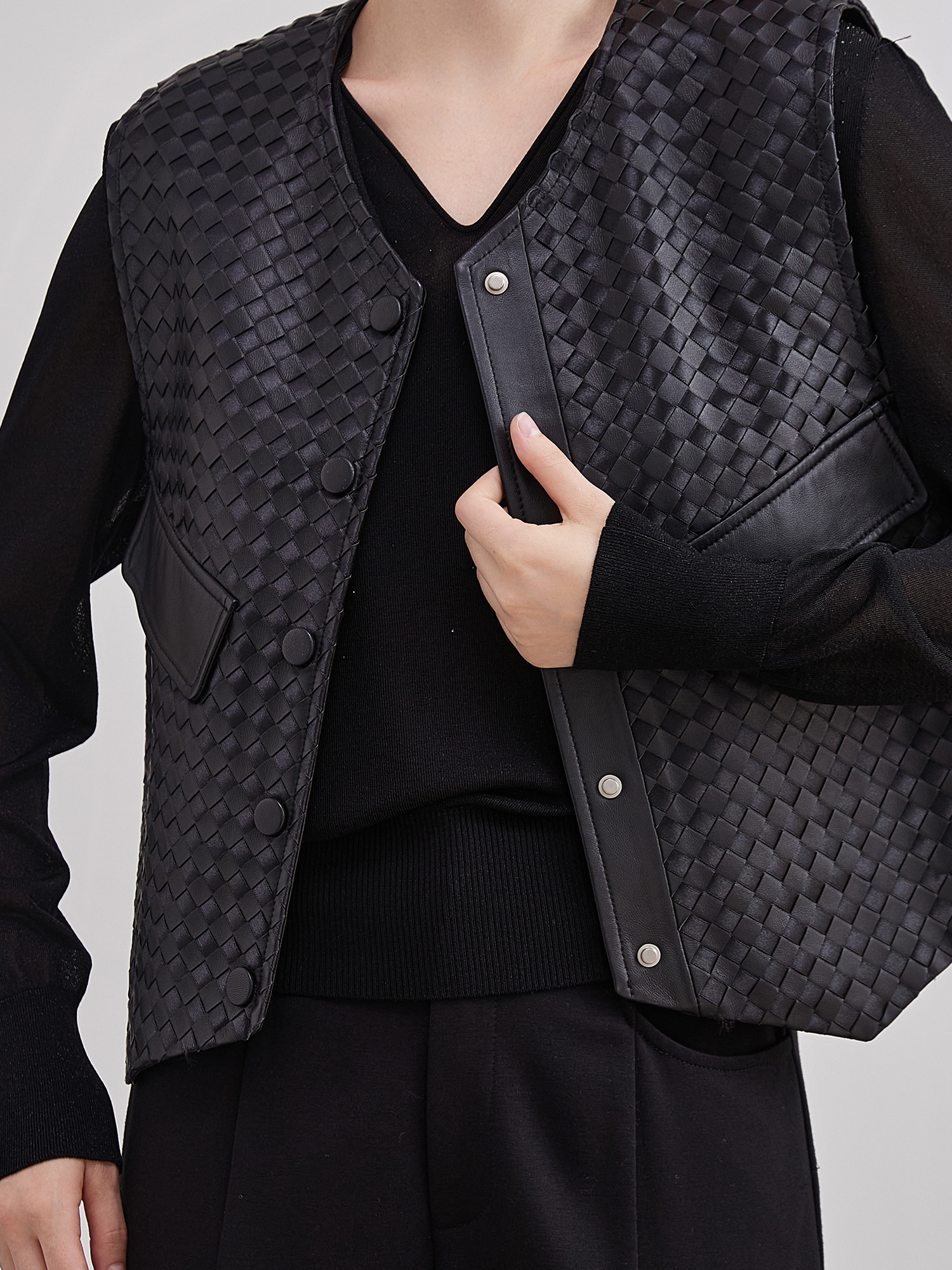 mi-tu 菱格羊皮馬甲