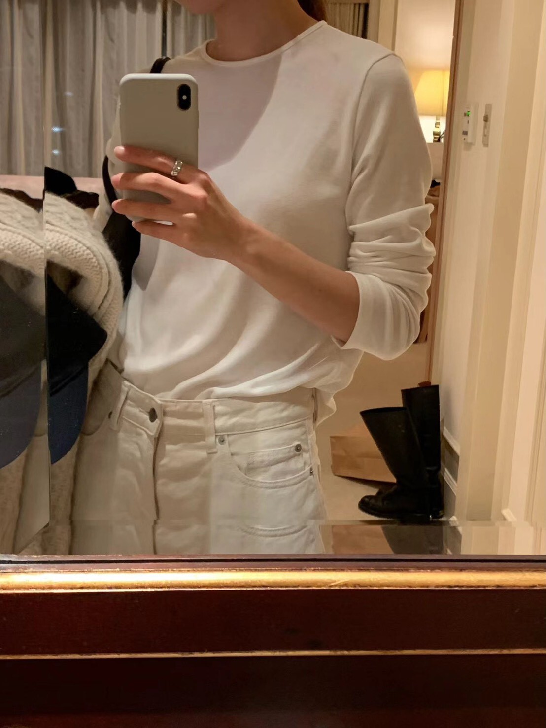 #AD03內磨毛長袖素T(黑/白/灰)