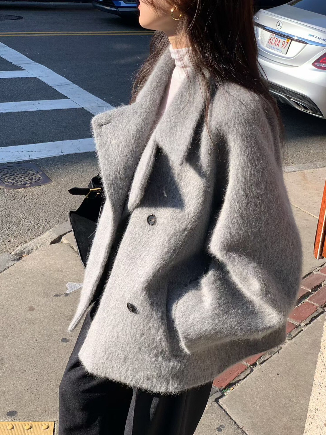 #AD04俐落毛流感外套(碳灰/駝)