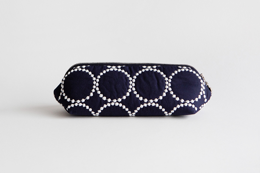minä perhonen皆川明 - 水晶立體收納包 tambourine/鈴鼓 navy