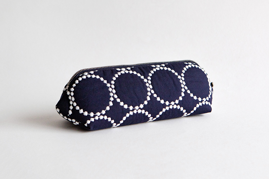 minä perhonen皆川明 - 水晶立體收納包 tambourine/鈴鼓 navy