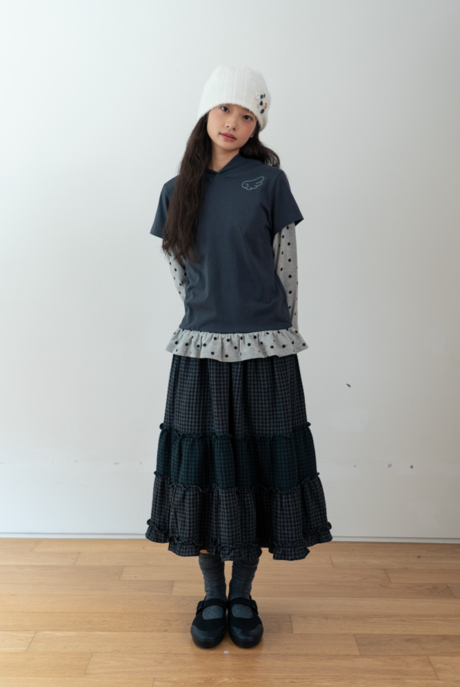 BAUF 復古 荷葉邊 波點 格紋 蛋糕裙 半身裙