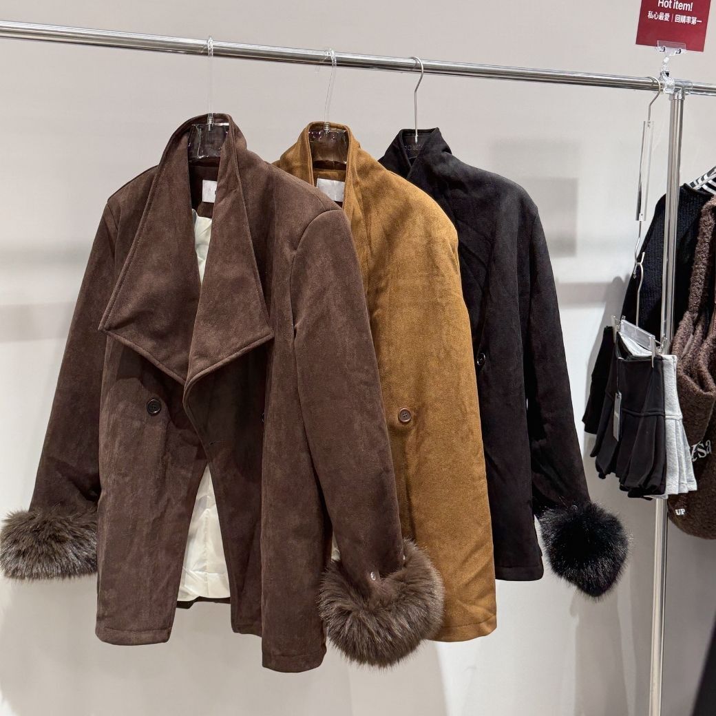 【雪國名媛】DOMISS可拆毛毛袖口翻領外套 毛呢外套(現+預)