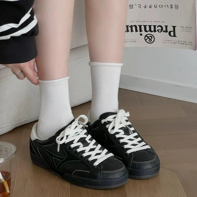 KTQ STORE ‧ MIZUNO 美津濃 CT CLUB 全黑 奶油白 皮革 外縫線 復古薄底鞋 D1GH261005