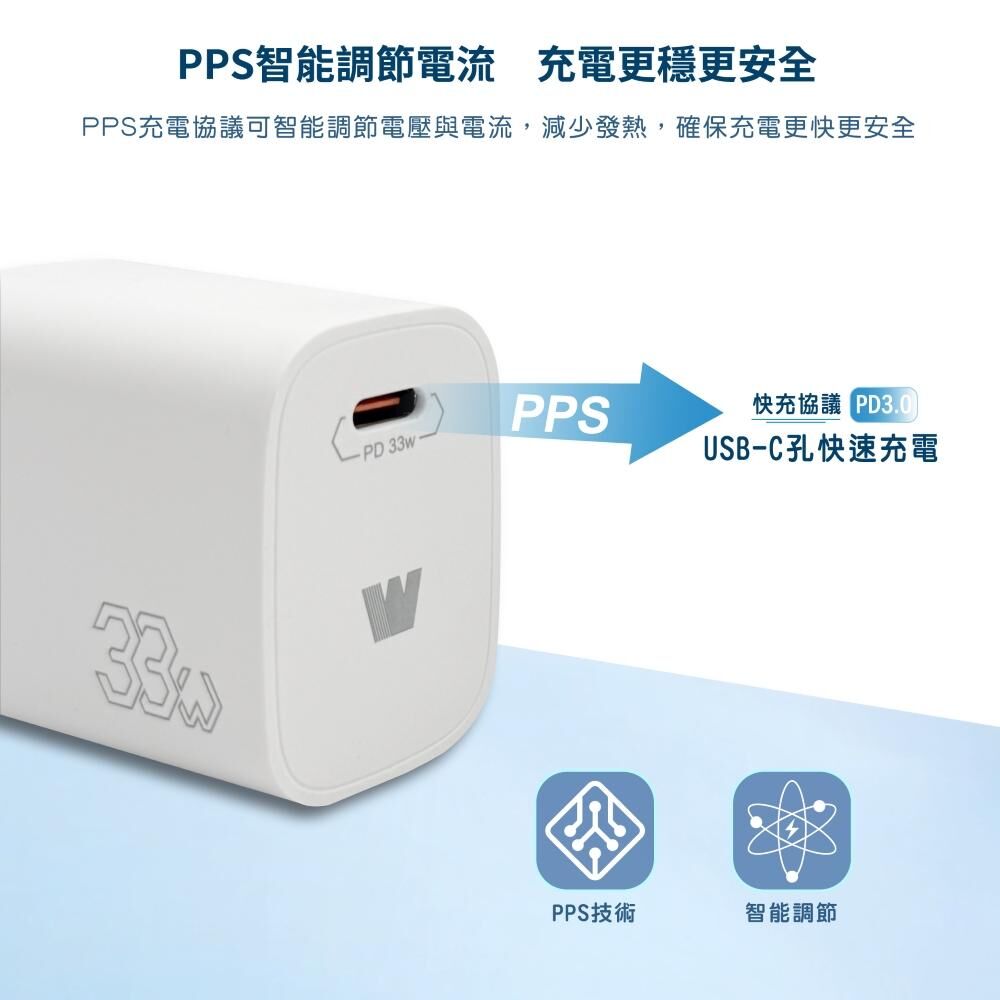 【Wephone】磁吸線快速充電組 | PD33W電源供應器 + 100W磁吸充電線 C to C | PD3.0 線長120cm