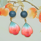 1216GZ76-合香GZ-湖藍龍梅點翠耳鉤 1對（A76）