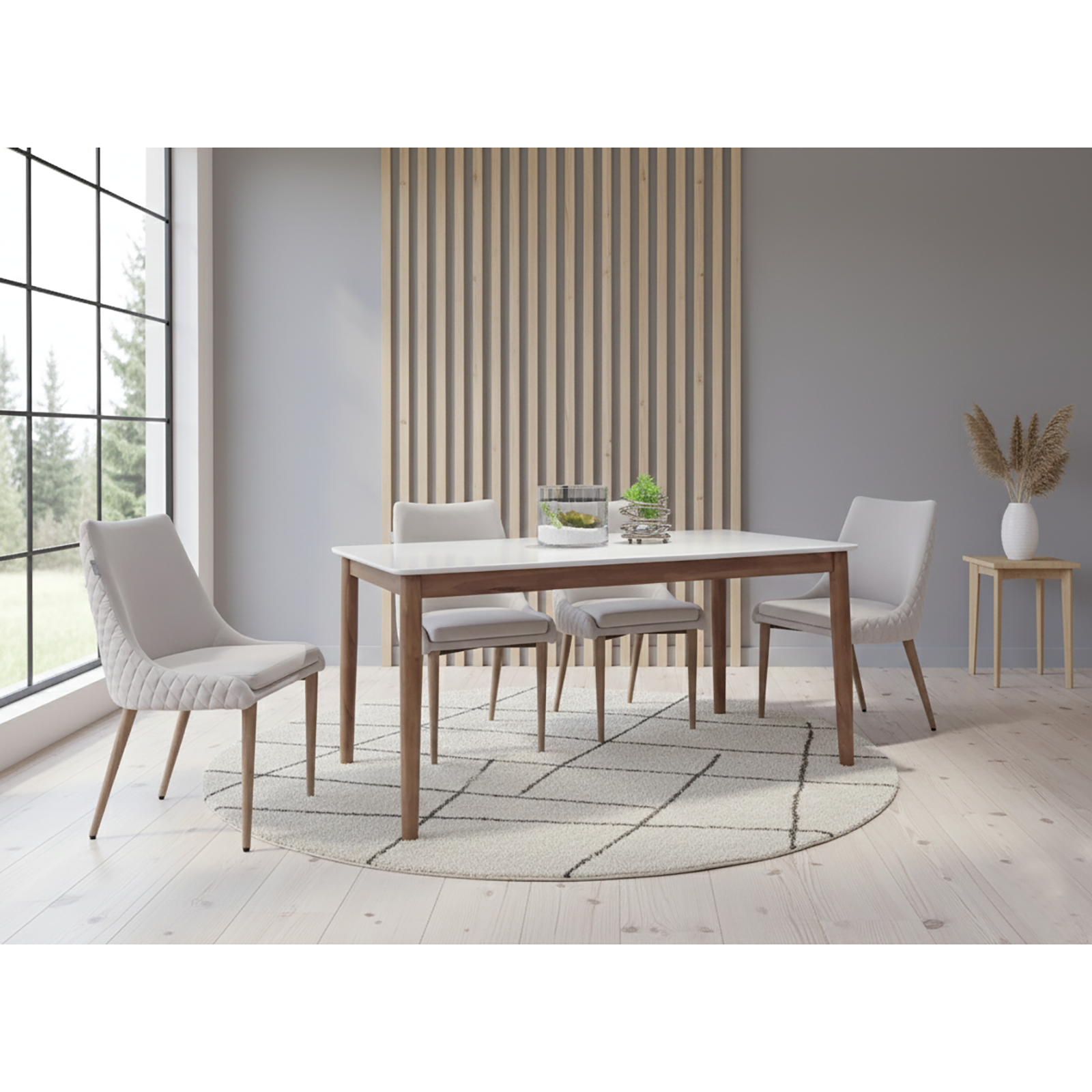 Dan 宋溪木美胡色 ▪ 大理石紋石英石餐桌140/160 cm〔DS242SWC〕