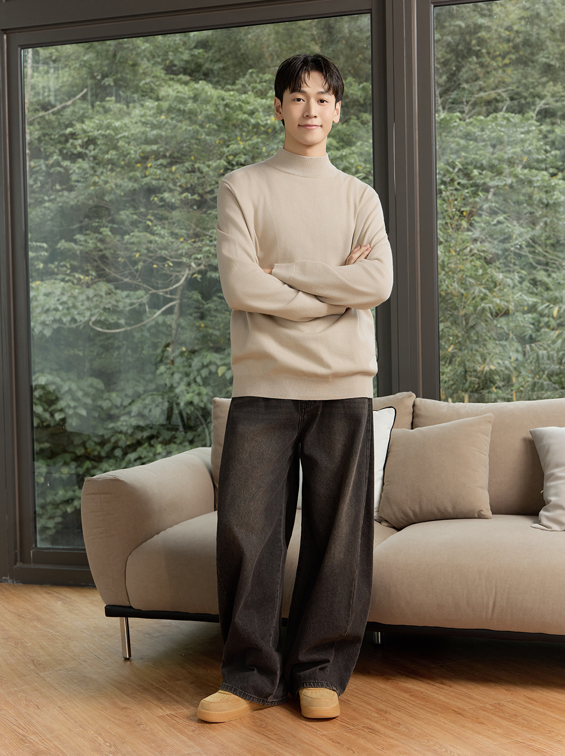 打摺彎刀闊腿褲