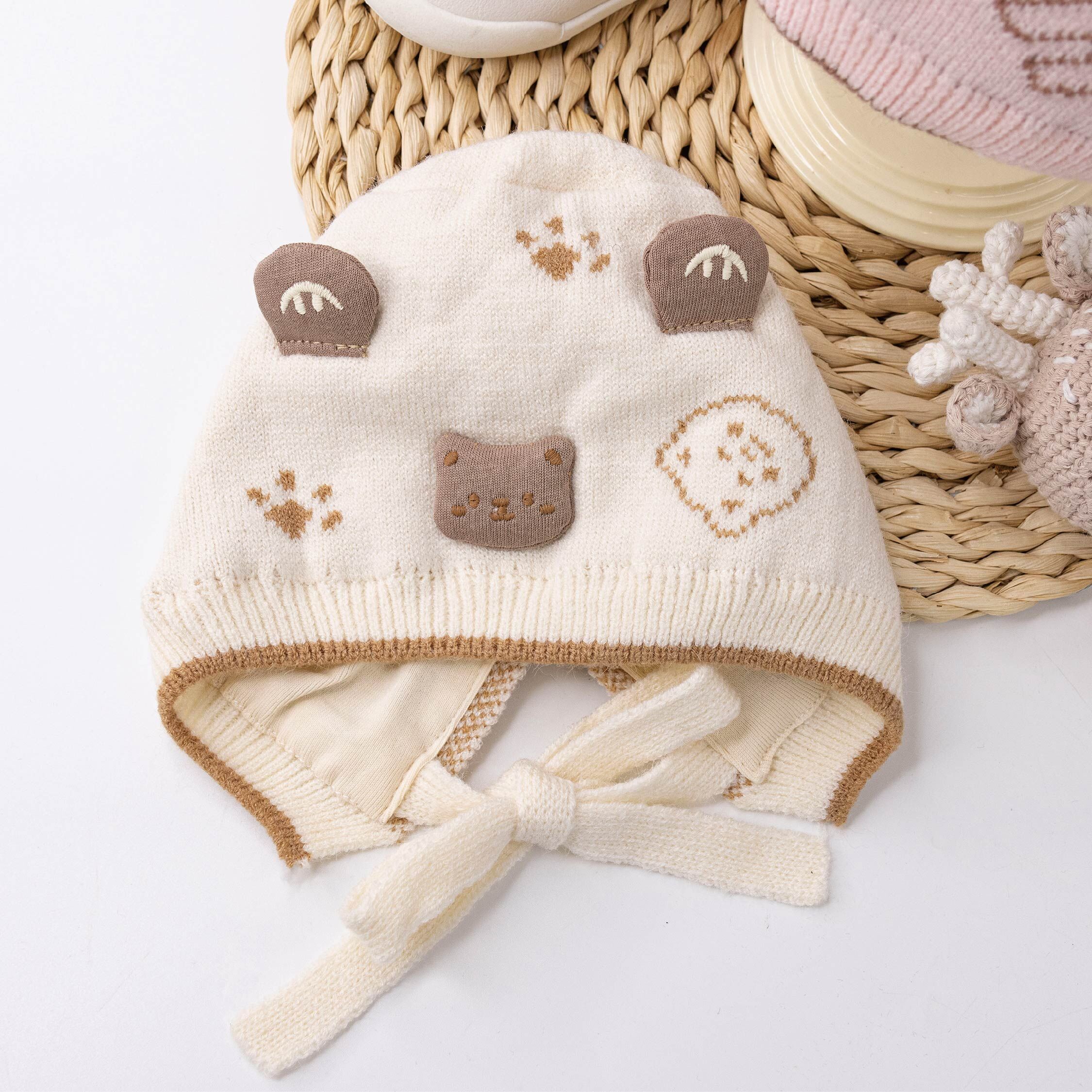 【JA1562】兔兔熊熊針織寶寶帽＊二色