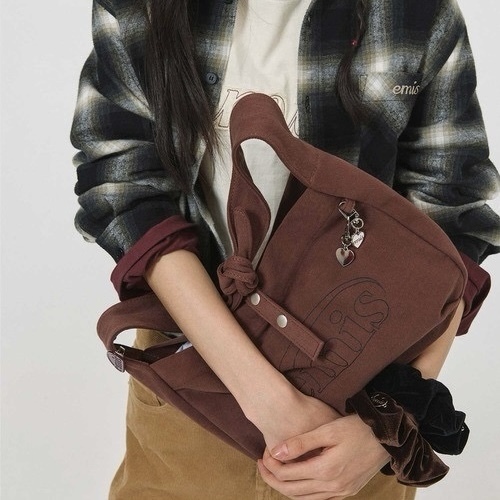 EMIS 復古 手提包 帆布包 大容量 休閒百搭 日常穿搭 棉質 三色
