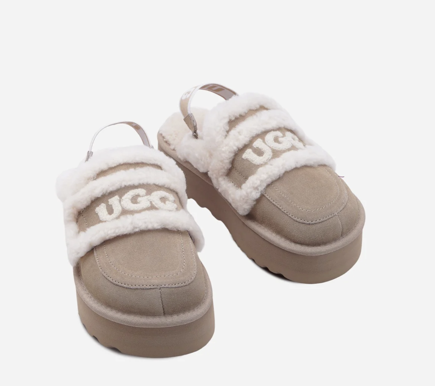 【4色入】UGG Ozlana Logo Shearling Platform Slipper (Detachable Feature)