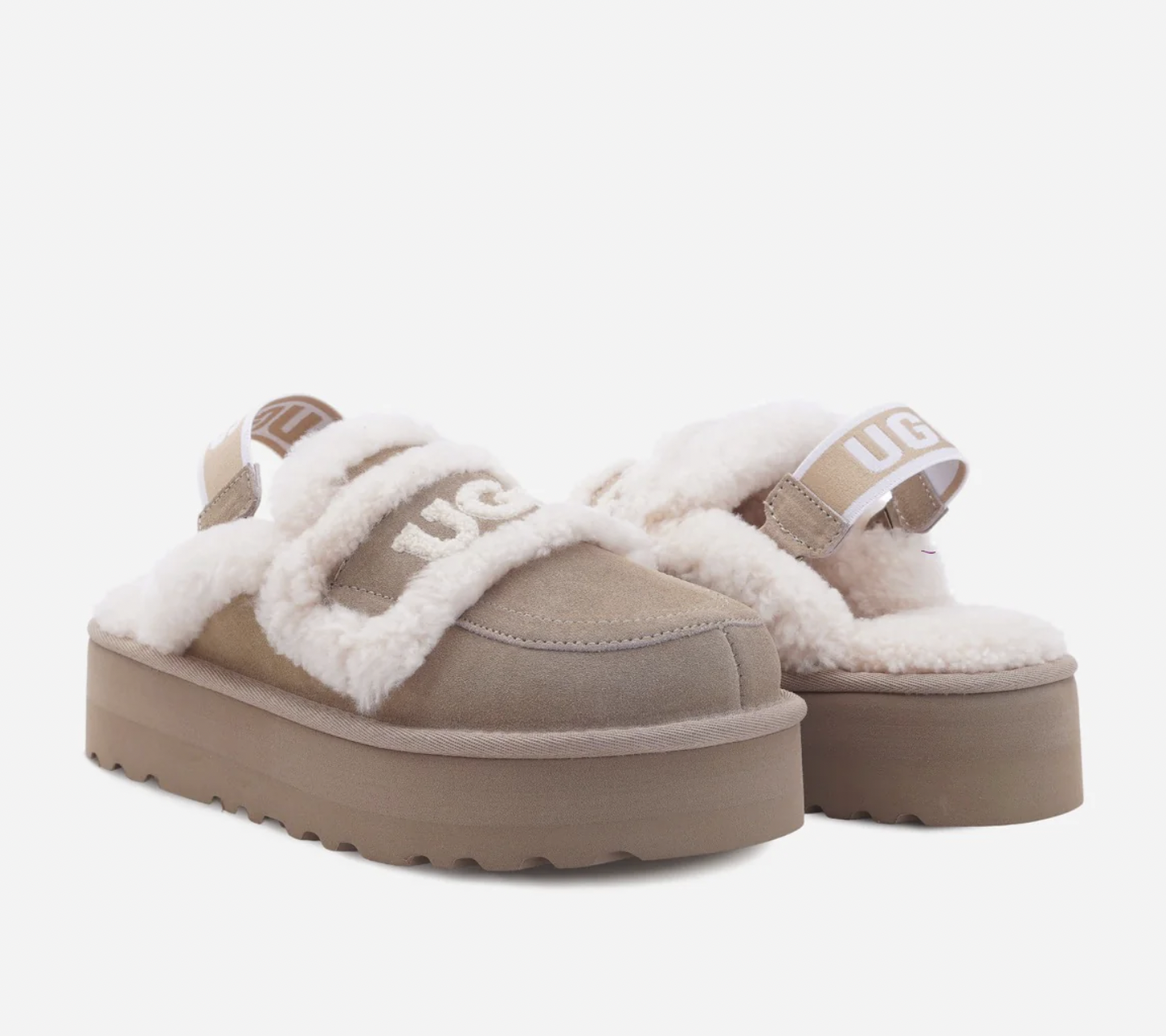 【4色入】UGG Ozlana Logo Shearling Platform Slipper (Detachable Feature)
