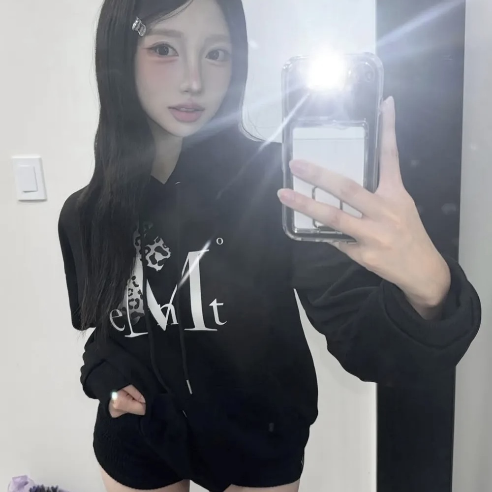 MUCENT 漸層十字豹紋 帽T 連帽衫 女版 兩色 韓國代購