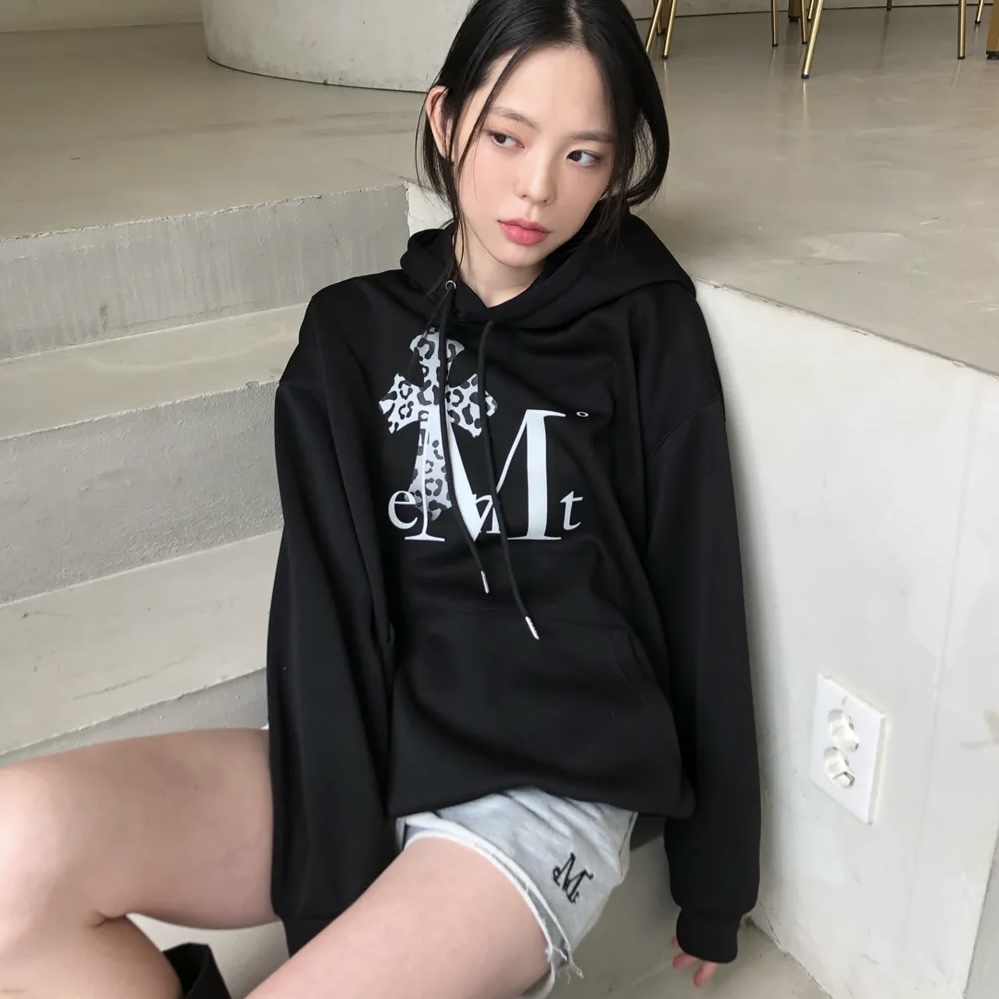 MUCENT 漸層十字豹紋 帽T 連帽衫 女版 兩色 韓國代購