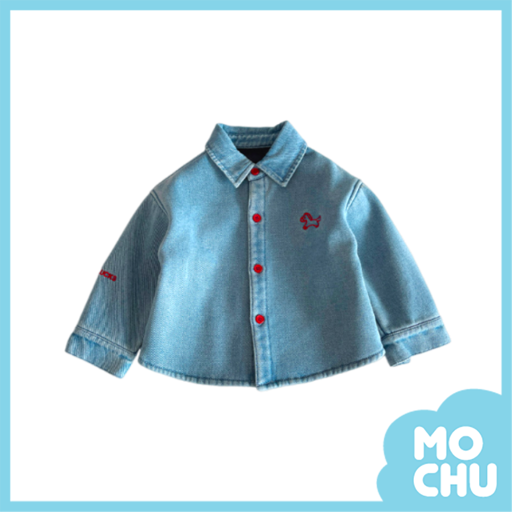 紅色小馬刺繡加絨襯衫