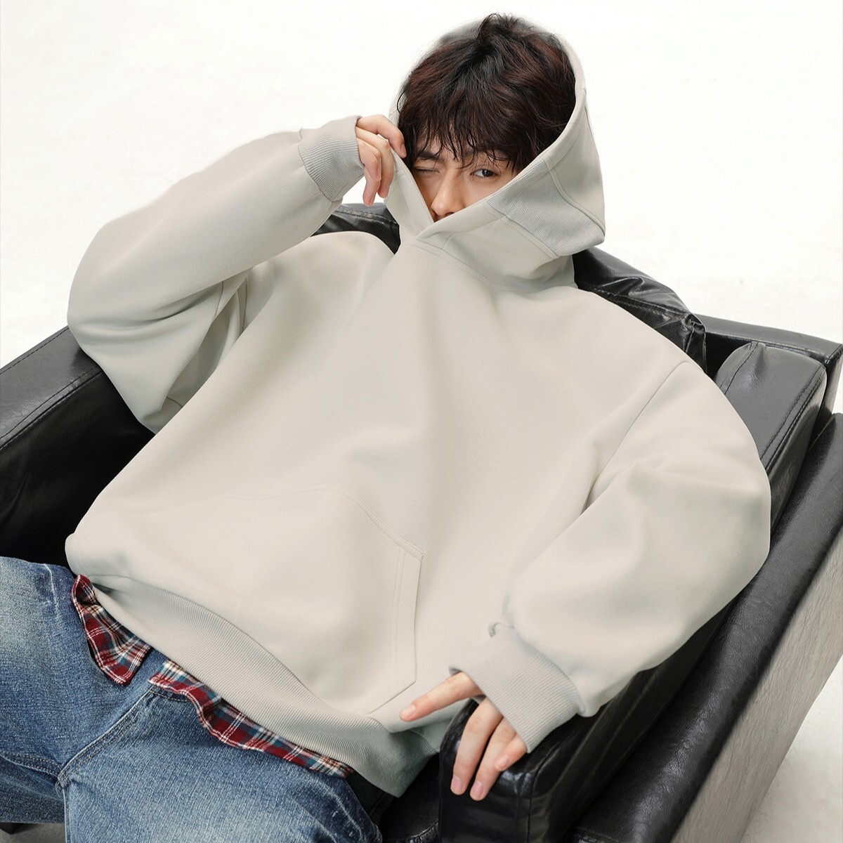 美式BOXY素面基礎厚磅寬短帽T BMW3951