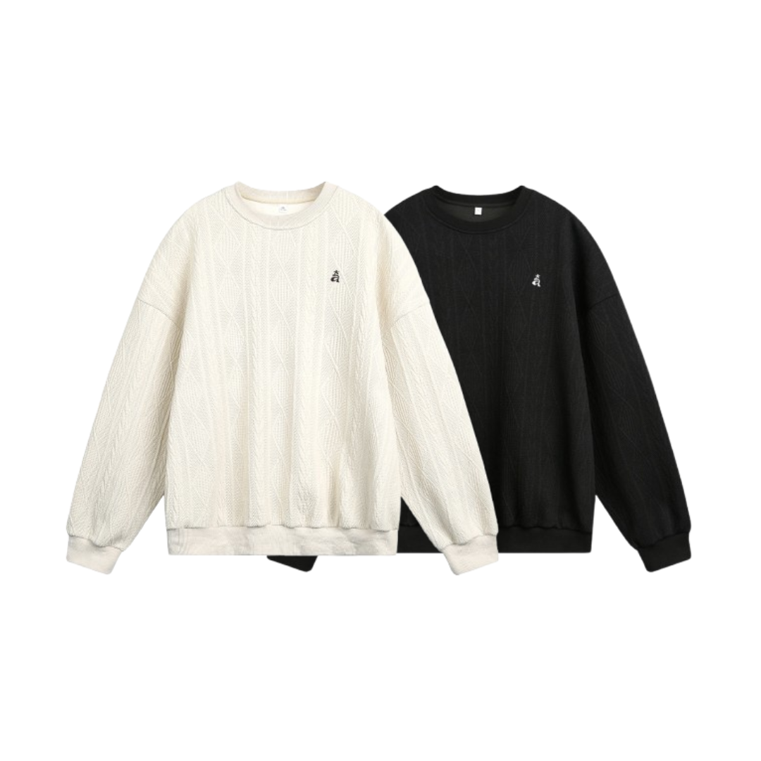 針織圓領撞色字母刺繡大學T MW3981