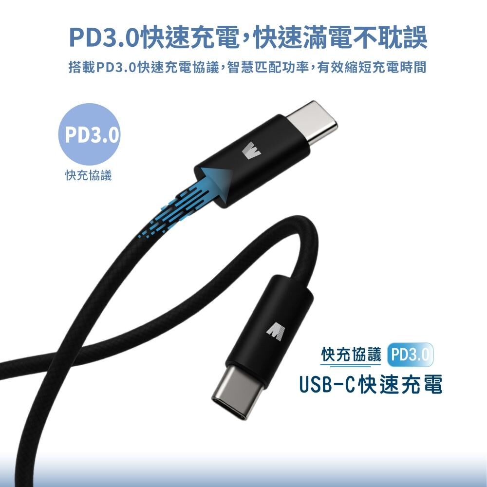 【Wephone】讀卡快充數據線 WD01-CC100CR | 100cm TF卡 PD3.0 USB2.0 480Mb | USB-C to C |
