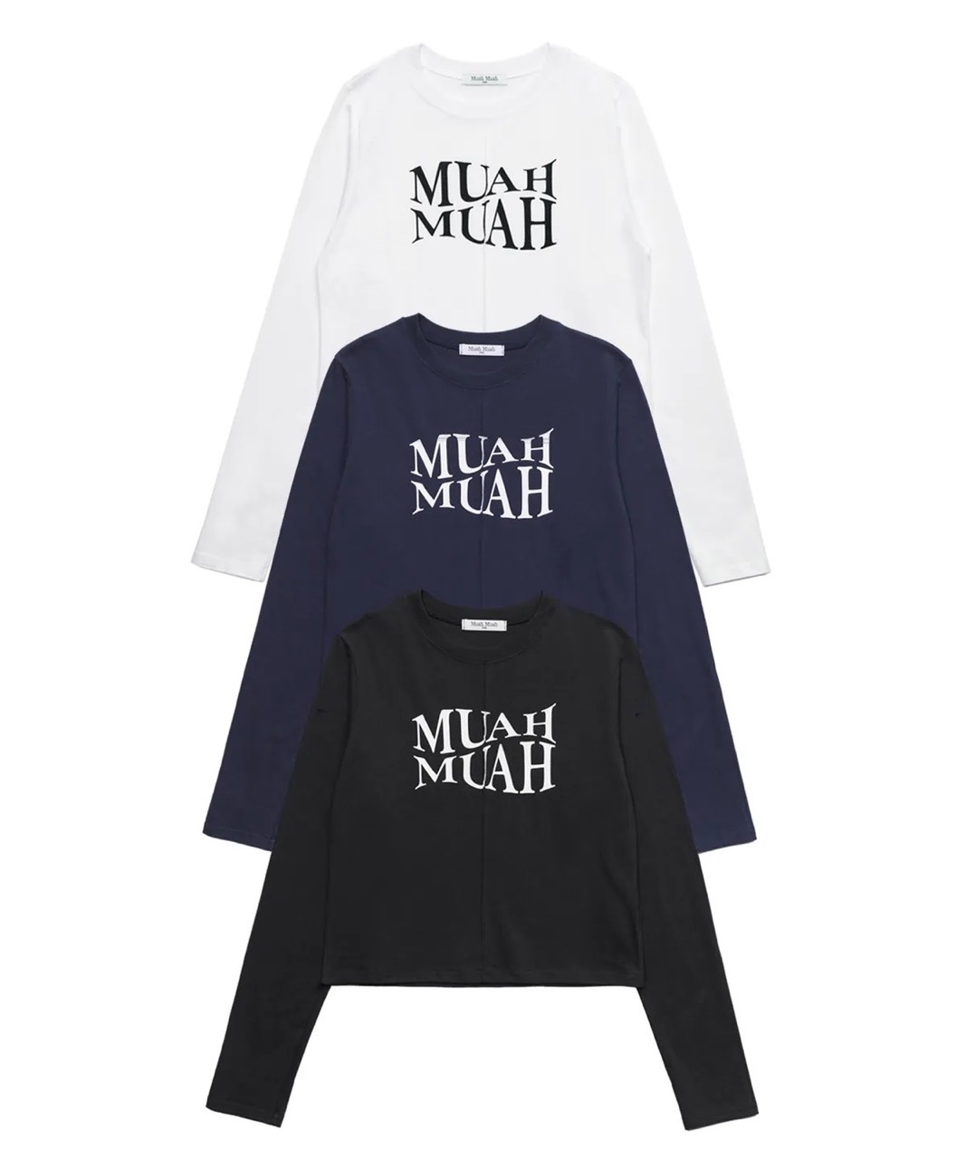 🇰🇷 MUAHMUAH 波浪LOGO 折線 長袖 長T 短版 / 預購