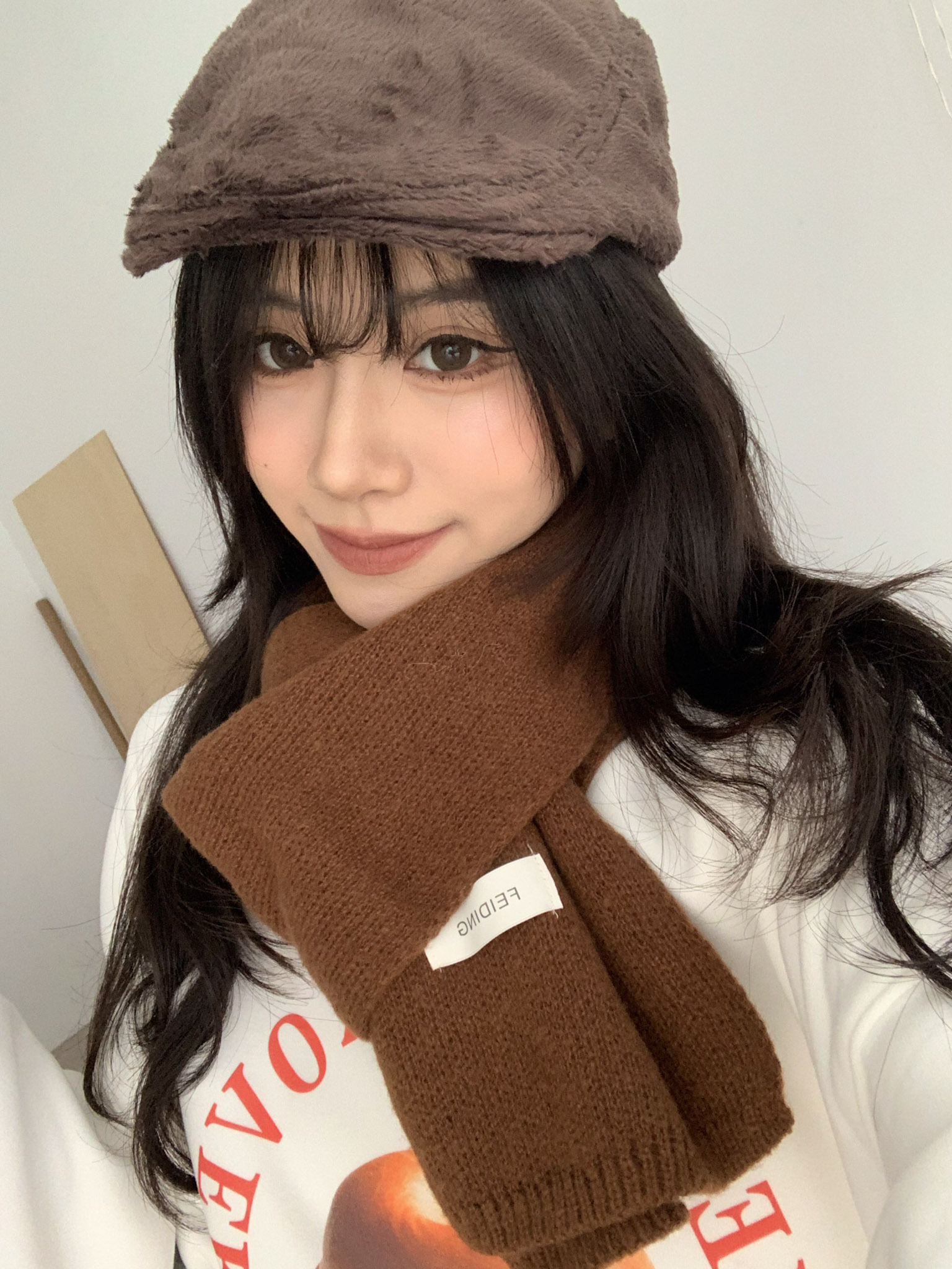 ISA_秋冬安全感 韓系穿搭氛圍小標針織圍巾_51103