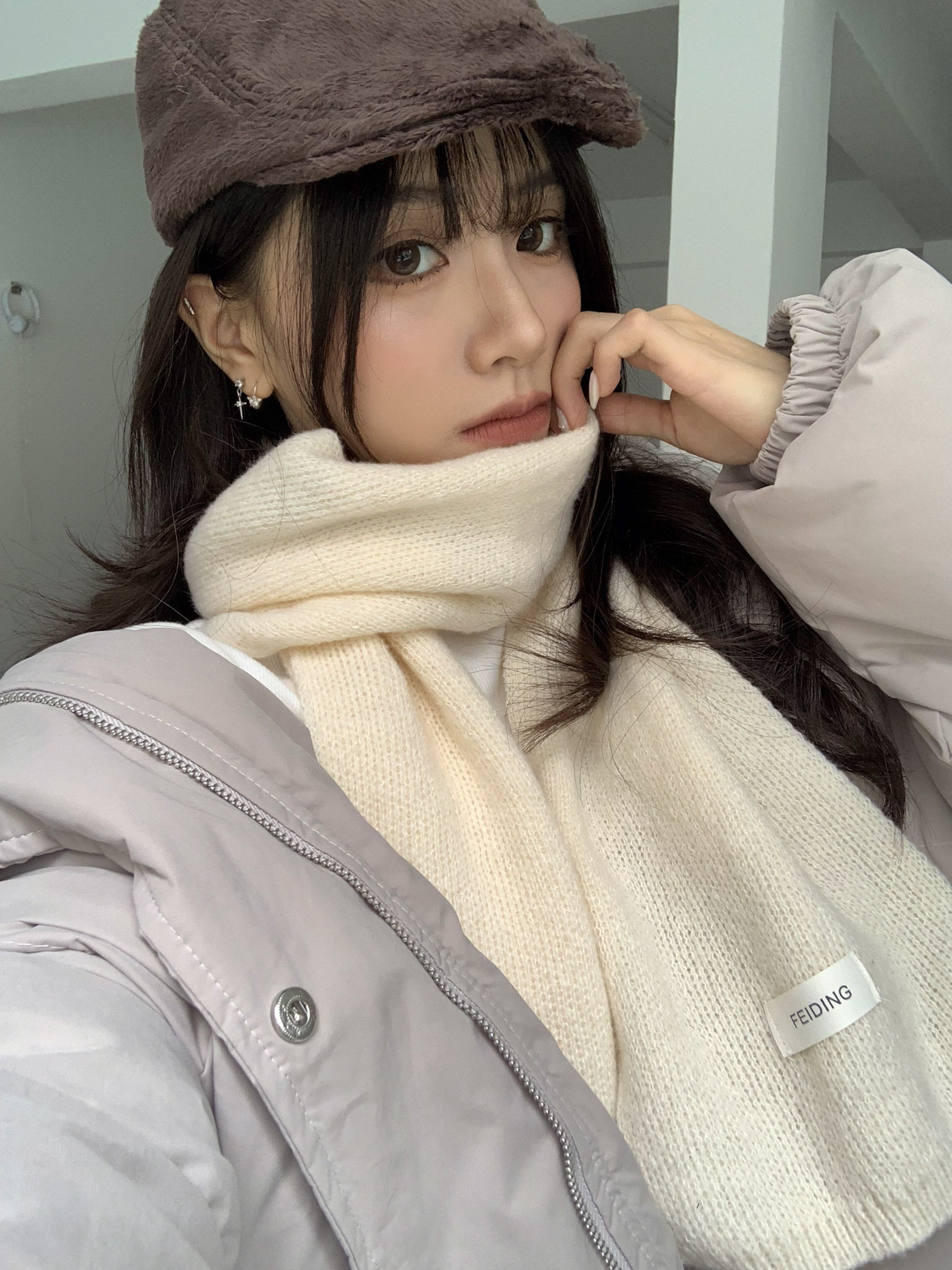 ISA_秋冬安全感 韓系穿搭氛圍小標針織圍巾_51103