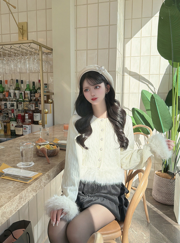 GRL 毛絨麻花針織開衫