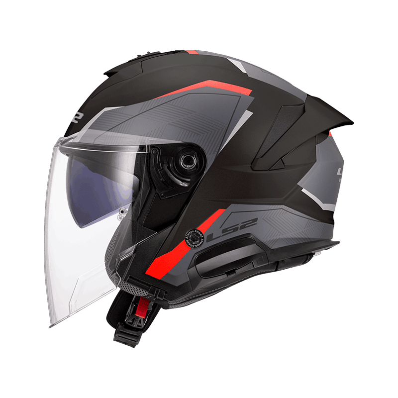 LS2 OF618 VERSO II AIR 亮灰紅 3/4帽款 內墨片