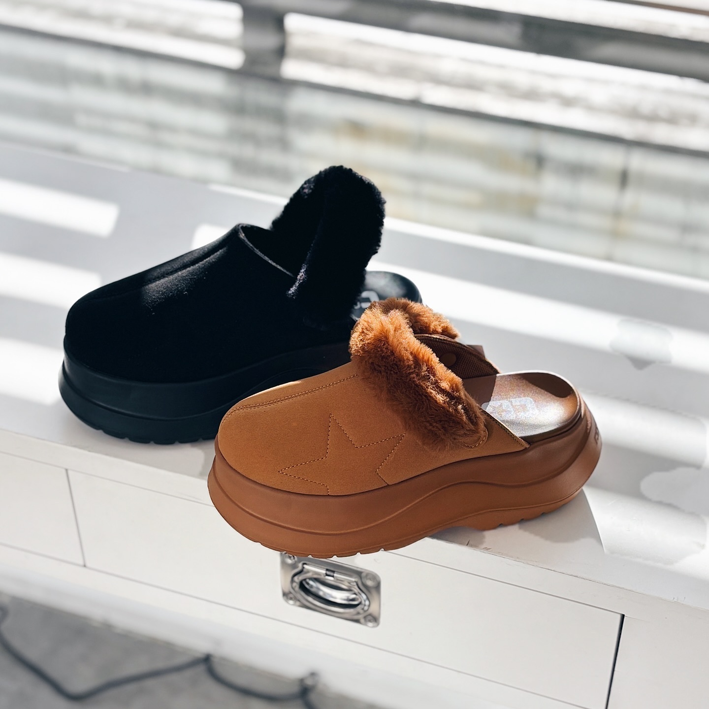 Converse Chewy CLG 日本限定 黑色 棕色 毛絨絨 包頭 勃肯 穆勒 增高 厚底鞋 33800080