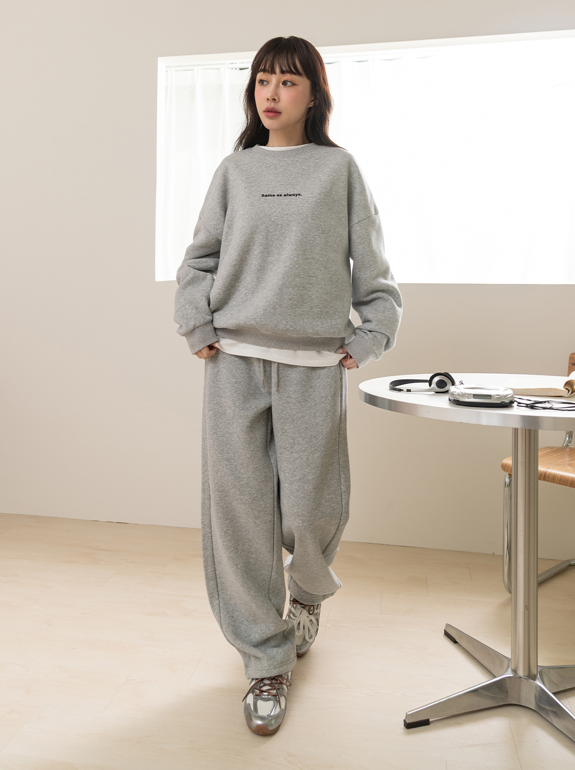 【期間限定】鬆緊內刷毛可縮口寬褲