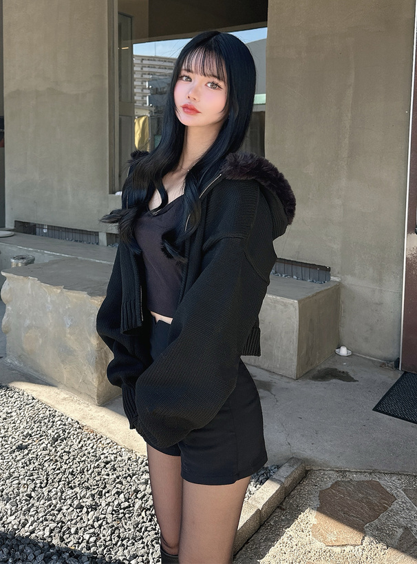 <衣櫃要換季嚕!>GRL 毛絨連帽針織外套