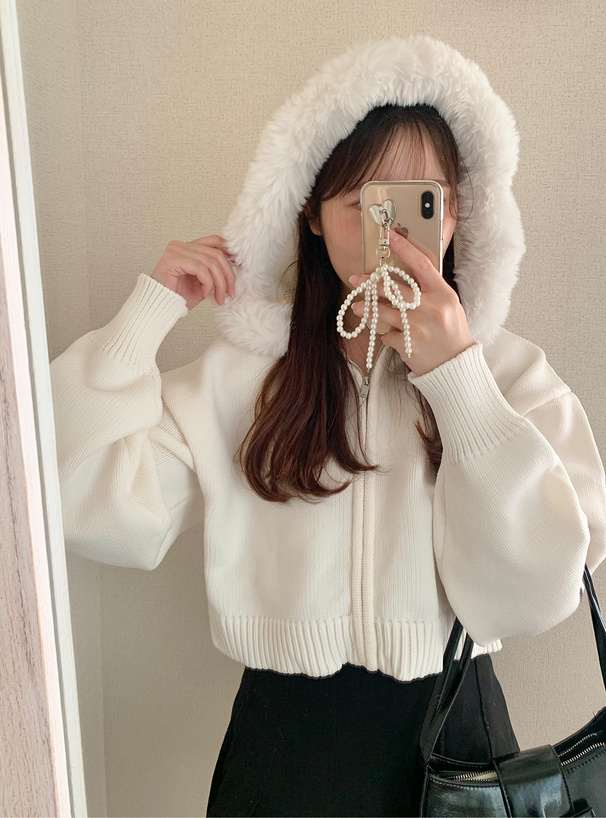 GRL 毛絨連帽針織外套