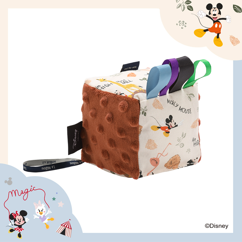 La Millou波蘭  安撫標籤球｜米奇系列_動物園篇(奶油米底)｜奶油紅絲絨