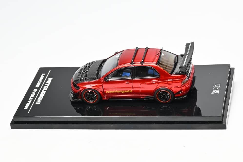 預訂:1/64 iHCM64 Mitsubishi Lancer GSR Evolution 9 Red with Carbon Bonnet (iHCM64-008R)