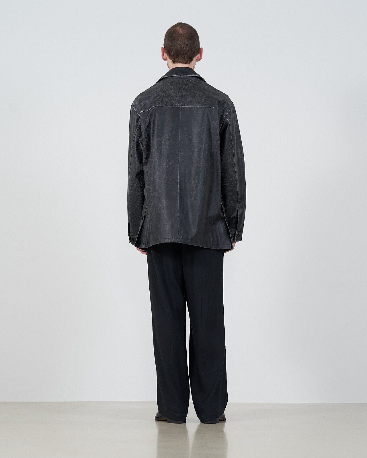 YOKE / CRACKED GOAT LEATHER CAR COAT