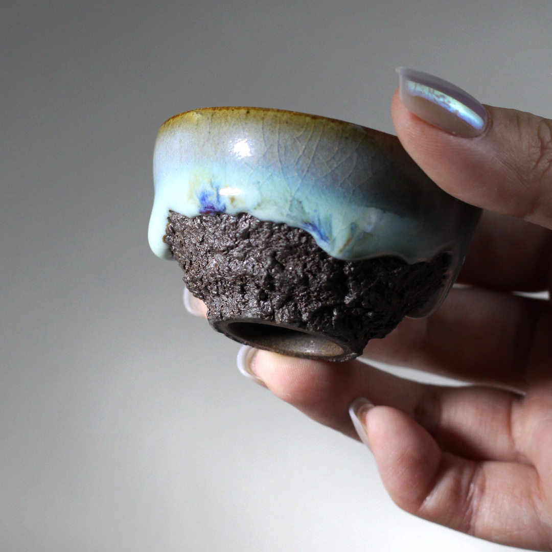 古樸青釉礦土品茗杯