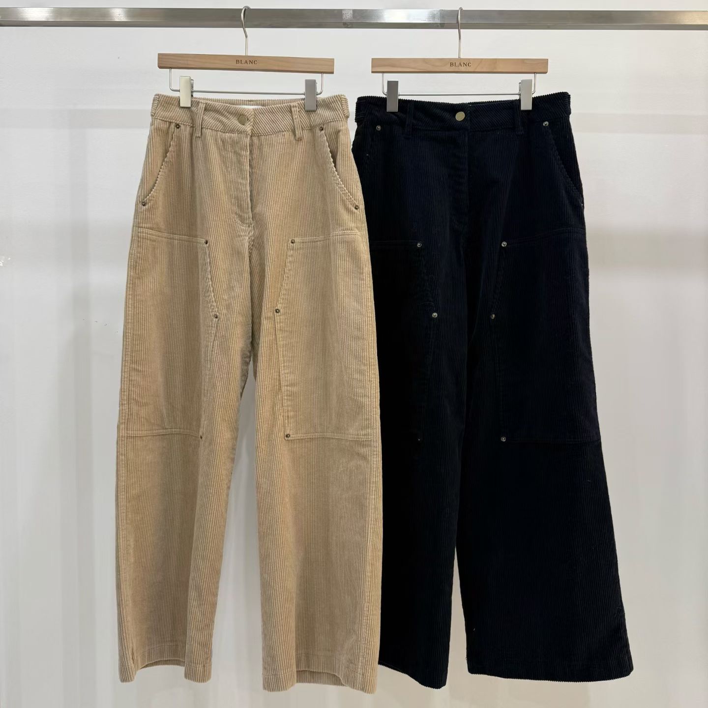 MB5302 暗坑紋高腰燈芯絨褲