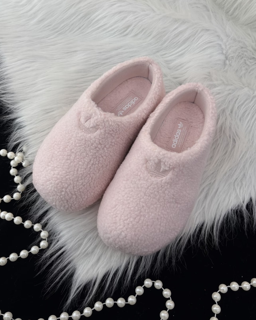 ADIDAS ADIFOM STAN MULE 廚師鞋 穆勒鞋 懶人鞋 拖鞋 涼鞋 羊羔毛 絨毛 保暖 櫻花粉 淡粉 女鞋 JR2346 / 預購