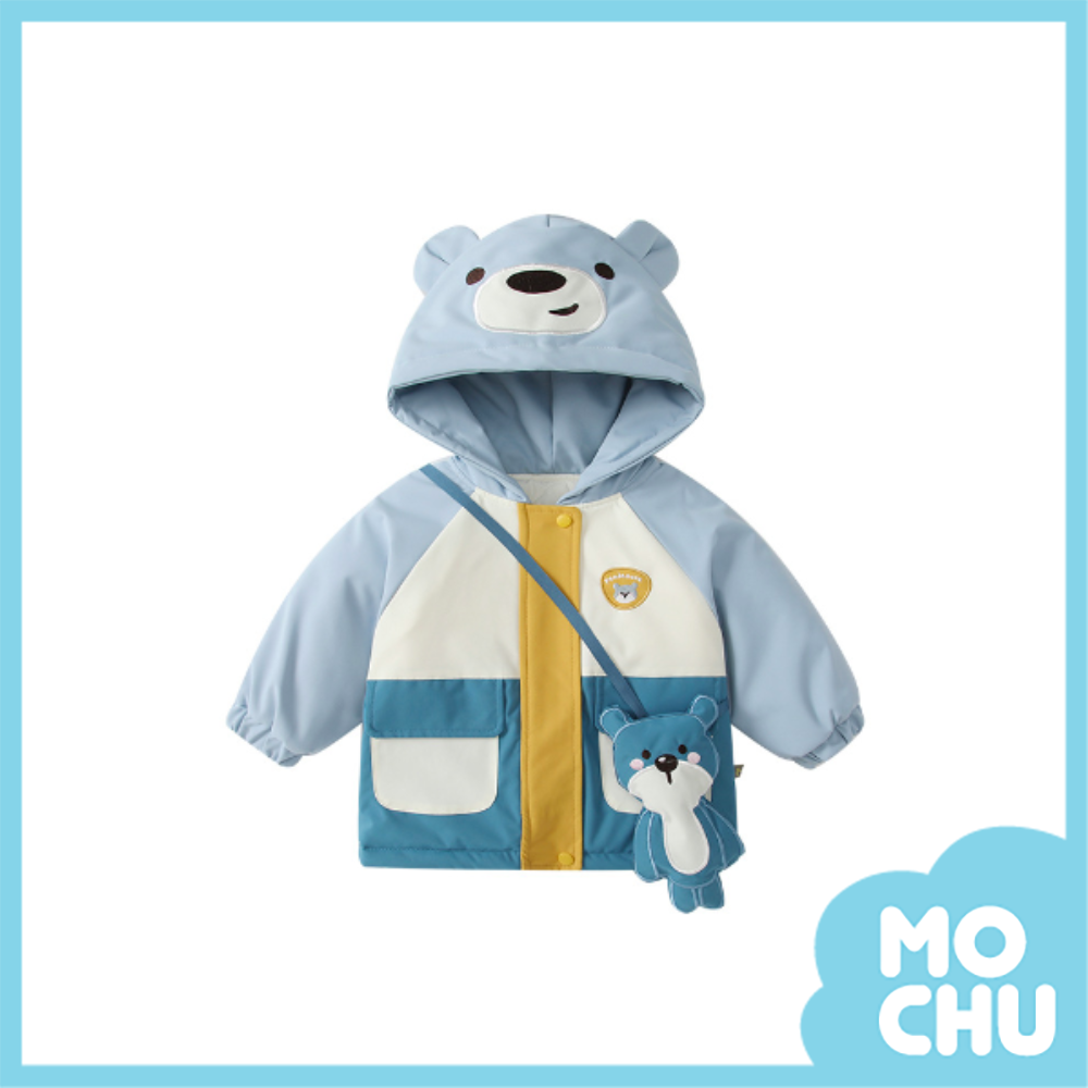 小熊撞色加棉衝鋒外套