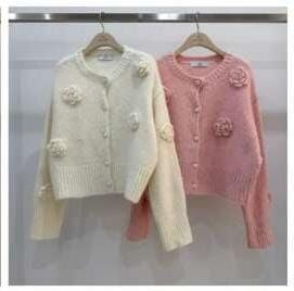 MB5310 小香立體花花排扣外套