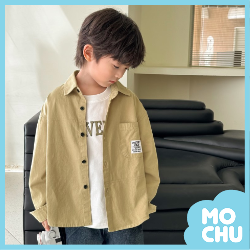 純色標籤長袖襯衫(二色)