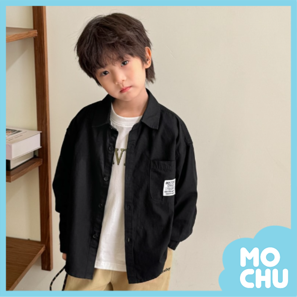 純色標籤長袖襯衫(二色)