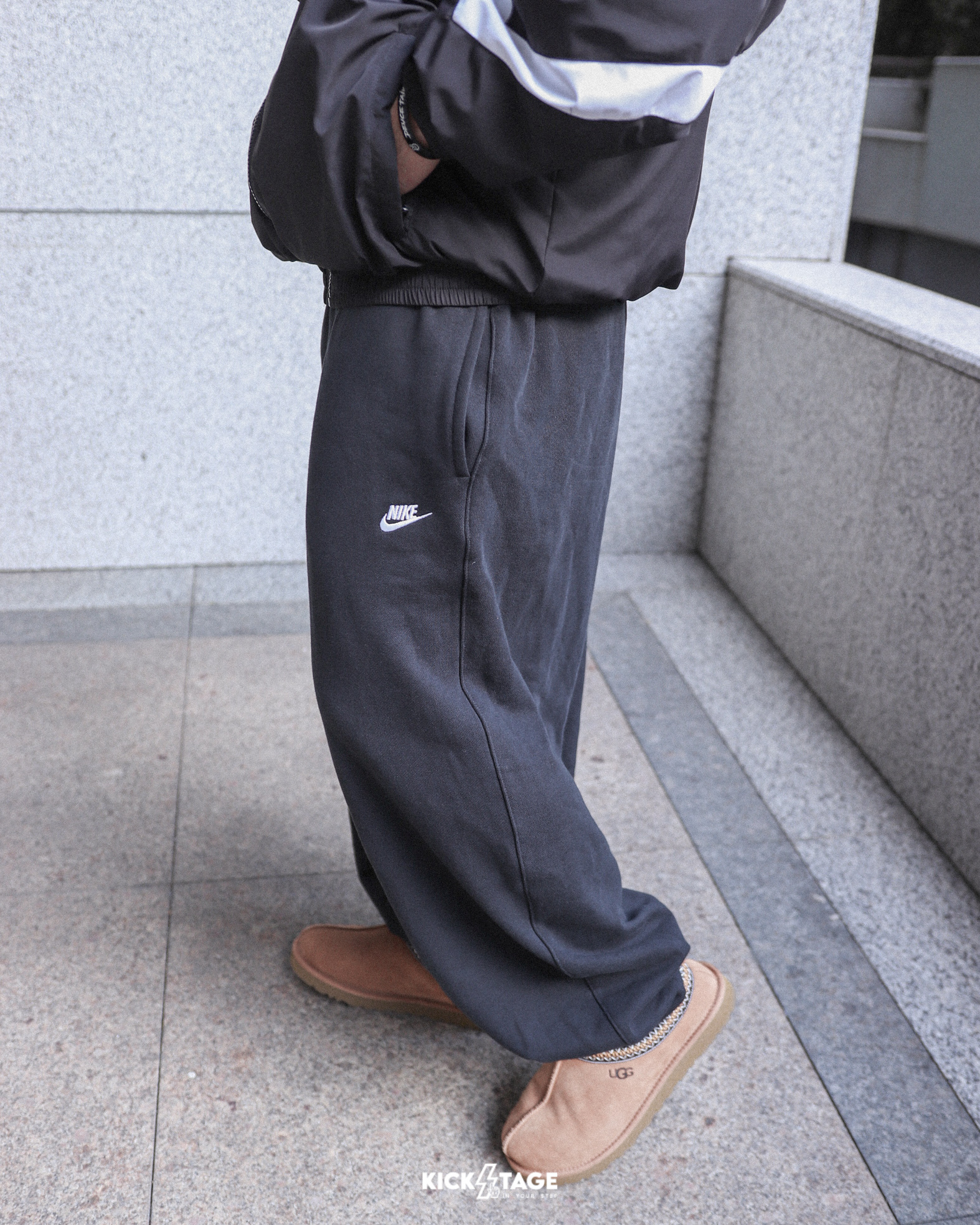 男女款 NIKE NSW PANTS 灰色 黑色 刺繡LOGO 寬鬆 寬褲 繭型褲 長褲【HJ1823】NKTF