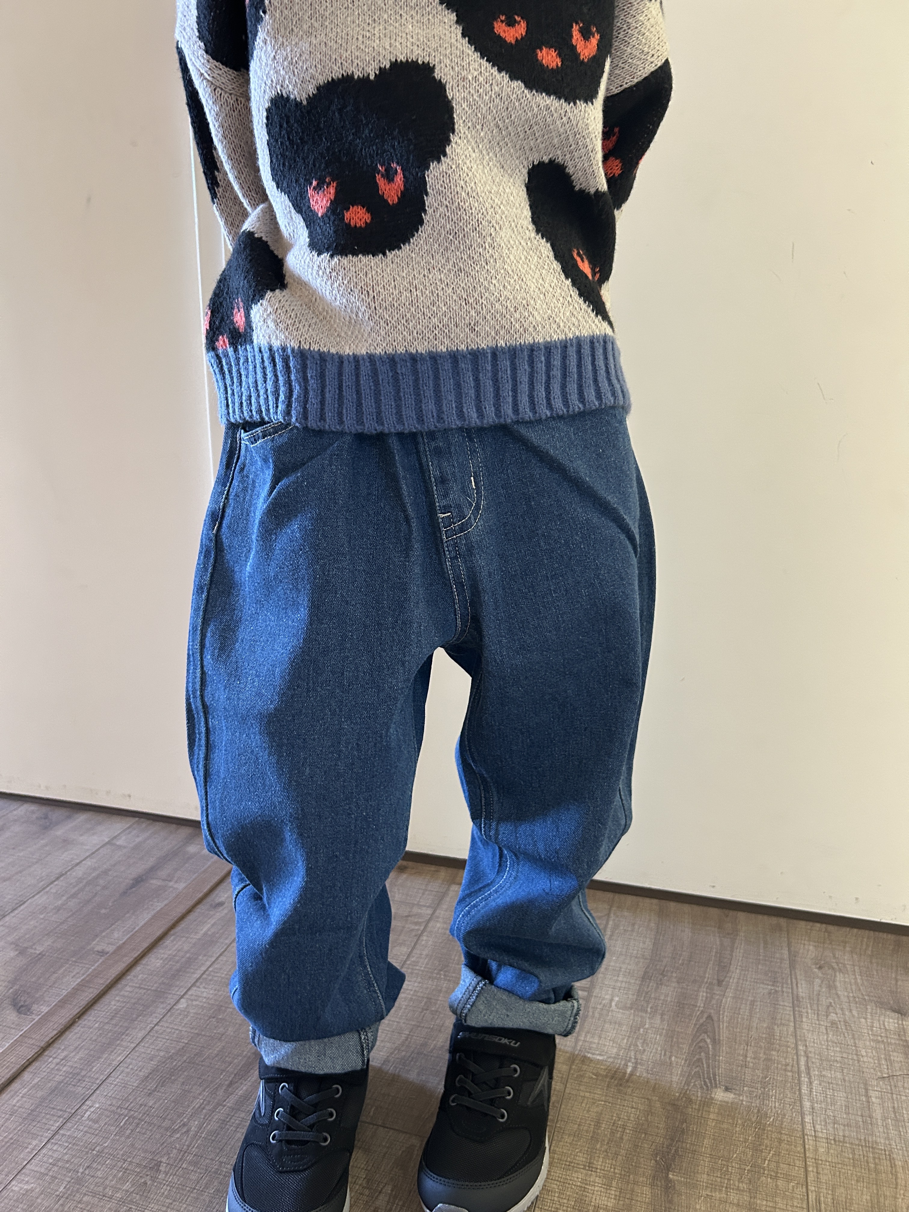 日本 ami amie 純棉 錐形休閒長褲 (深藍色，130) 990001