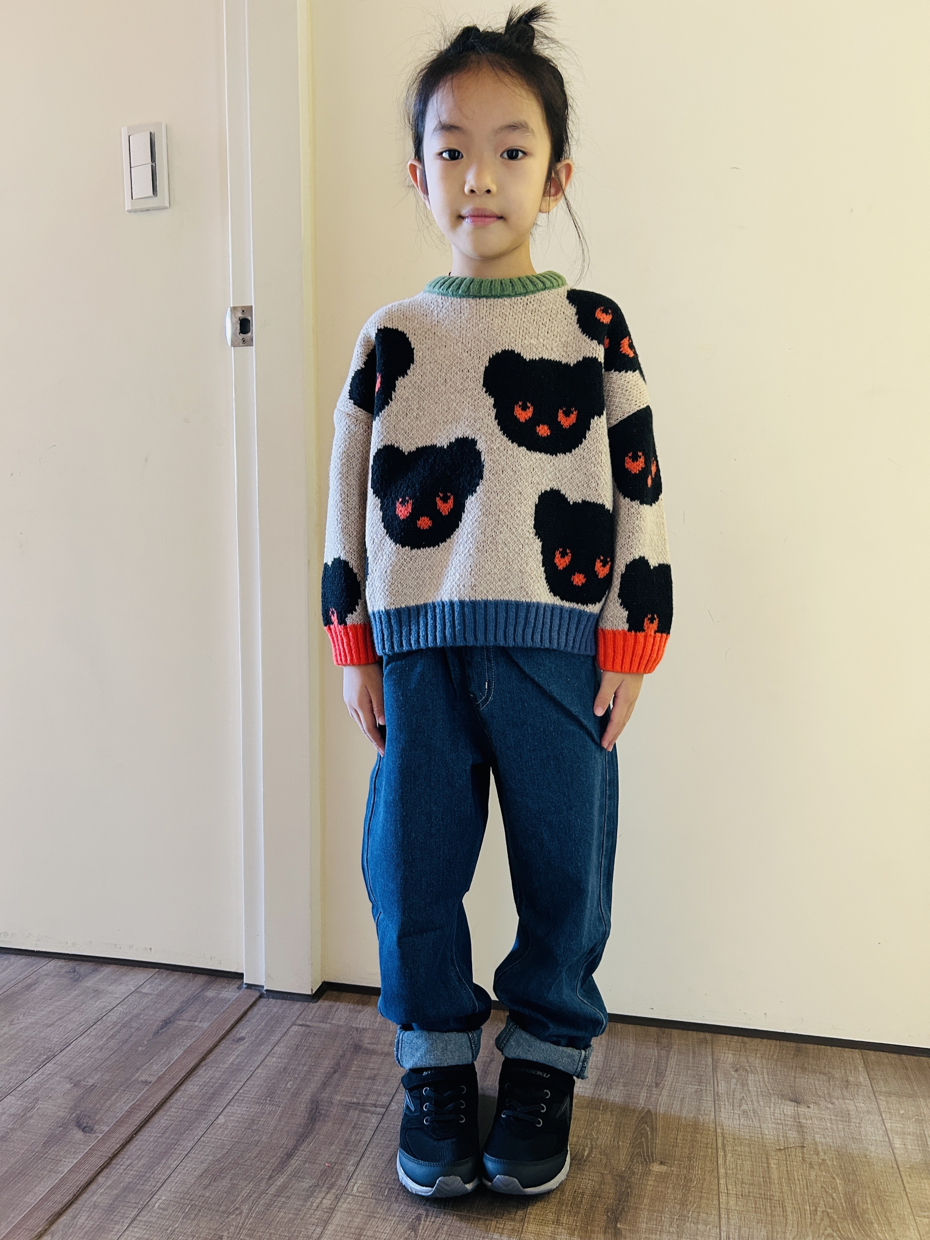 日本 ami amie 純棉 錐形休閒長褲 (深藍色，130) 990001