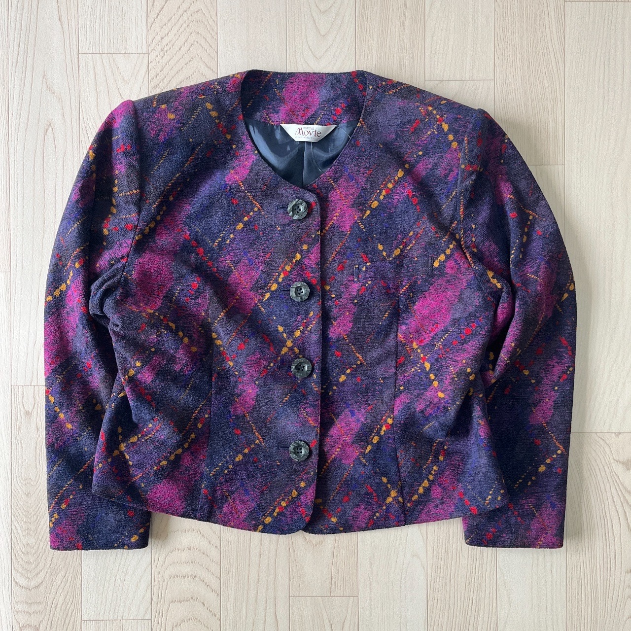 日本製紫色格紋外套