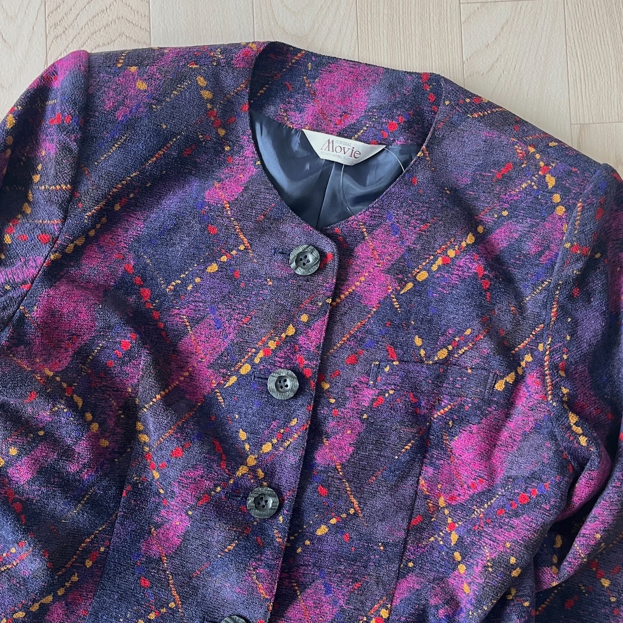 日本製紫色格紋外套